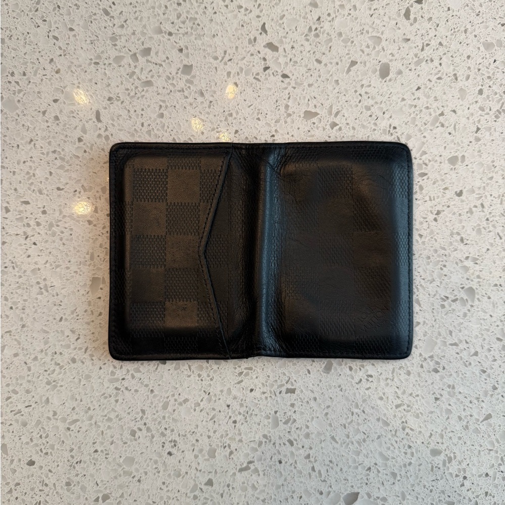 Authentic Louis Vuitton Damier Inifini Black Leather Wallet Pocket Organizer